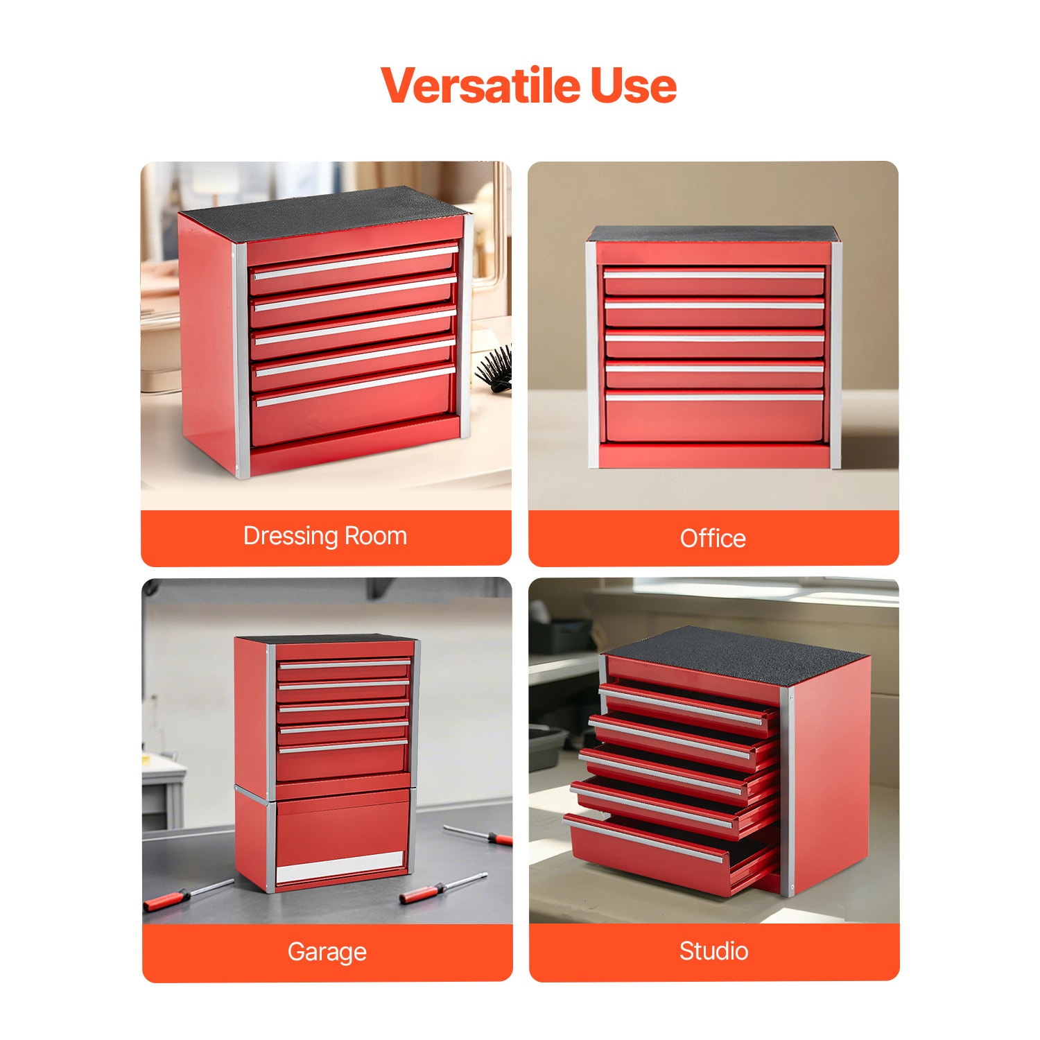 Tool Box 8.6-inch Portable Metal Tool Box With 5 Drawers Tool Organizer Red_voghion.com